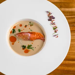 Lobster meat, silky coconut milk, young coconut meat, galangal, lemongrass broth, mushrooms