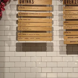 Drink menu with inaccurate prices.  They won&apos;t honor these, so see correct ones on website or computer screen by grill.