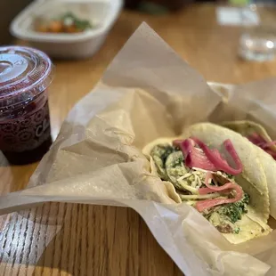 Iced hibiscus tea and Creamy Kale &amp; Potato