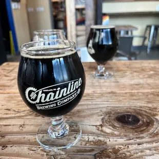 a glass of beer on a table