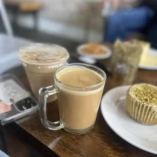 The iced and hot karak chai. Both were good but the hot karak is reeeally good.