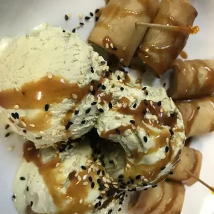 Special order for green tea ice cream with crispy banana
