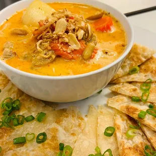 Roti with chicken curry