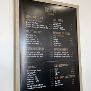 Drink menu; also available online