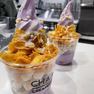 ube &amp; sesame swirl with ube sundae toppings!