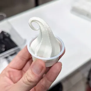 a person holding a bowl of yogurt