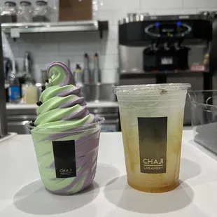 Left: Ube and Pandan Swirl  Right: Yuzu Mojito