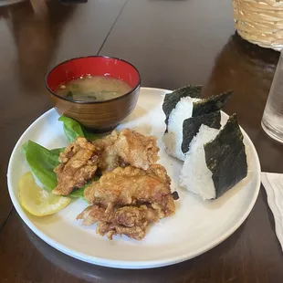 Onigiri and Karaage Combo. Delicious!
