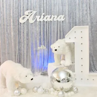 Winter Wonderland 1st birthday party rentals, Polar bear prop rentals
