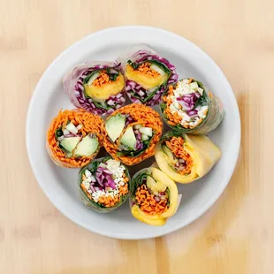 a plate of food on a wooden table