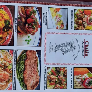 a menu for a restaurant