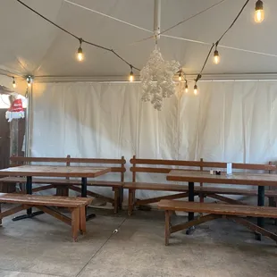 I'm sitting with all of my friends on the patio!