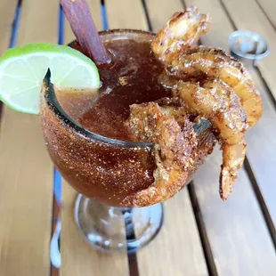 Michelada especial was very good. The shrimp was very tasty as well