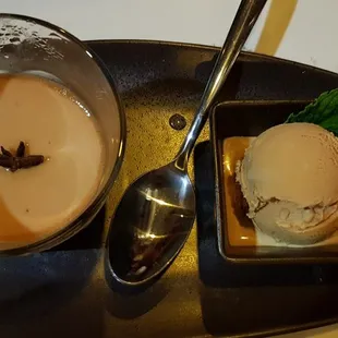 Thai tea custard with carmelized ice cream