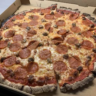 pepperoni, olives, and cheese