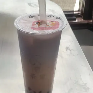 Green tea strawberry boba