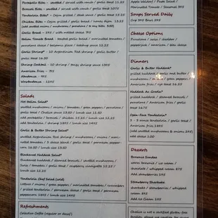 a menu for a restaurant on a table