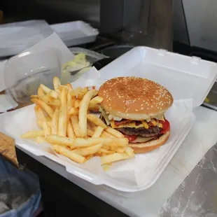 Cheese burger with Fries