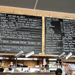 Their menu above their counter.