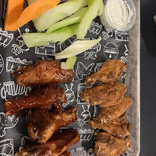 Wings with rub and sauce