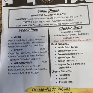 menu