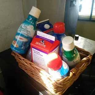 Different creamers and non-dairy creamers to enjoy with your coffee/tea/cocoa!