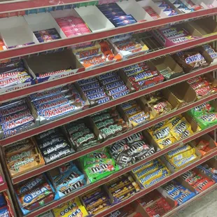 a display of candy and candy bars