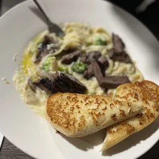 a plate of food with a fork