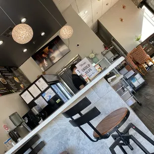the counter and seating area