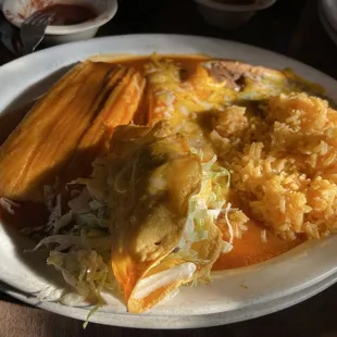 #1 Cheese Enchilada, tamales and taco
