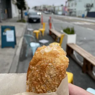 #1. Carne Empanada.  Yes, fried for brekkie.  Perfect Sunset morning to savor. Flashback to waiting for the L as a kid.