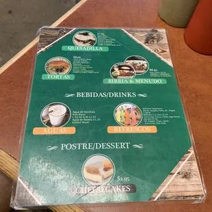 Menu back