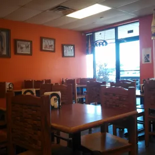 tables and chairs in a restaurant
