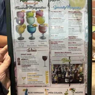 Bar menu