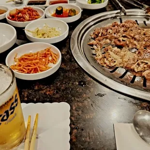 a variety of food items on a table