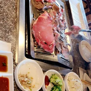 various dishes of food on a table