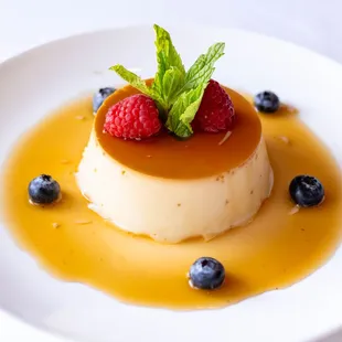 Our smooth and creamy Flan, boasting a rich caramel topping.
