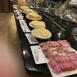 Charcuterie section. Each of those trays has 2-3 different cheeses.