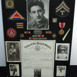 Military Memorabilia in Black Acrylic Shadow Box Frame!