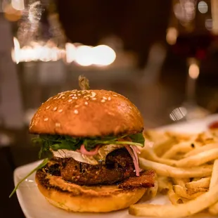 Burger and fries