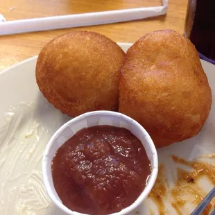 Fried biscuits and homemade apple butter- with dinner... Or dessert... Or in my case, Both!