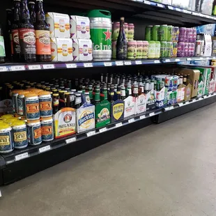 They keep the entire bottom row stocked with a wide variety of non-alcoholic beers.
