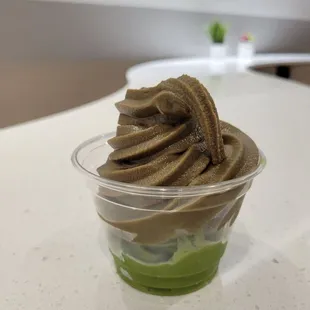 Hojicha and matcha soft serve