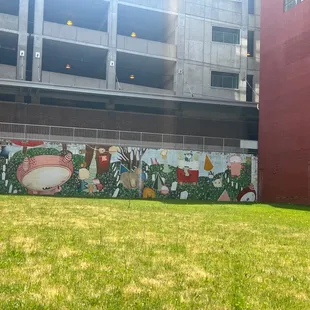 Outside sitting area with picnic tables