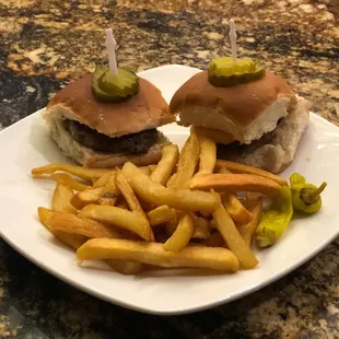 Beef sliders with fries