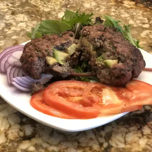 Organic Beef Avocado Burger smoked on a Traeger Pellet Grill