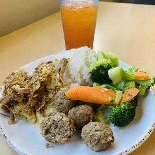 Meat balls and Kalua pig