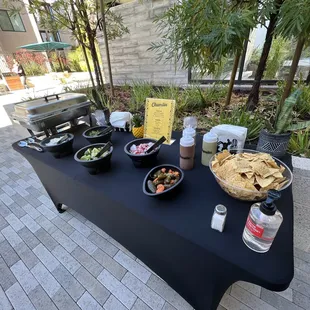 a table with a variety of food on it