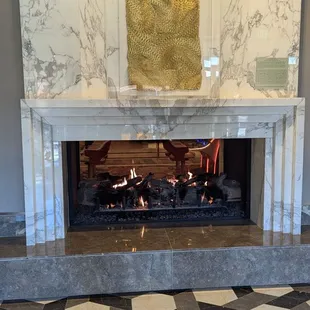 Fireplace in entryway