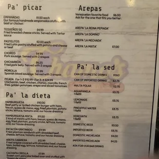 Part of a menu